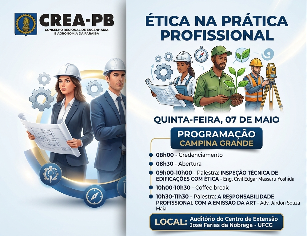 📢 CREA-PB realiza Ciclo de Palestras sobre Ética Profissional em Campina Grande